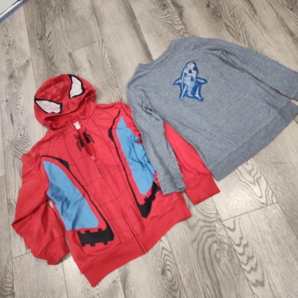 Cat & Jack Red Spider-Man Style Hooded Zip Jacket with Blue Accents